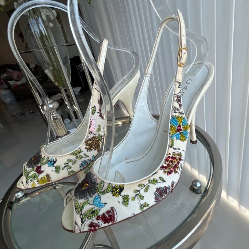 SOLD  -- NWOT. CASADEI Bead-mbellished  High-Heel Sandal. Size:6
